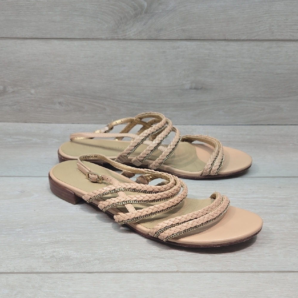 Stuart Weitzman Women Braided Tan/pink Sandals Shoes Sz 8M